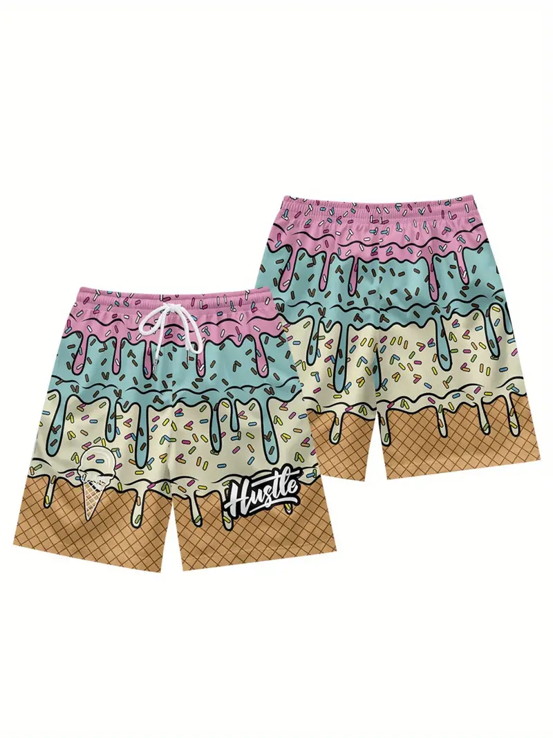 ★andar★ Icemousse Bermuda Shorts men's quick dry summer shorts colorful ice cream pattern - Temu